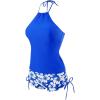 imageSOLY HUX Tankini Swimsuits for Women Halter Tops and Floral Print Shorts Bathing Suits Two Piece SwimsuitRoyal Blue Floral