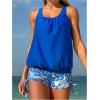 imageSOLY HUX Tankini Swimsuits for Women Printed Swim Top and Drawstring Shorts Swimsuit Two Piece Bathing SuitBlue Printed