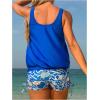 imageSOLY HUX Tankini Swimsuits for Women Printed Swim Top and Drawstring Shorts Swimsuit Two Piece Bathing SuitBlue Printed