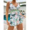 imageSOLY HUX Tankini Swimsuits for Women Tropical Print V Neck Tops and Shorts Bathing Suits Two Piece SwimsuitMint Green Floral