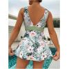 imageSOLY HUX Tankini Swimsuits for Women Tropical Print V Neck Tops and Shorts Bathing Suits Two Piece SwimsuitMint Green Floral