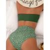 imageSOLY HUX Womens 2 Piece Swimsuit Polka Dots Print Bikini Set Criss Cross Halter High Waisted Bathing SuitsGreen Print