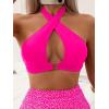 imageSOLY HUX Womens 2 Piece Swimsuit Polka Dots Print Bikini Set Criss Cross Halter High Waisted Bathing SuitsHotpink Print