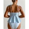 imageSOLY HUX Womens Bathing Suit Striped Ruffled Hem Bikini Tankini Two Piece SwimsuitBlue Floral