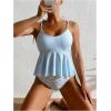 imageSOLY HUX Womens Bathing Suit Striped Ruffled Hem Bikini Tankini Two Piece SwimsuitBlue Floral