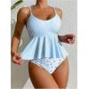 imageSOLY HUX Womens Bathing Suit Striped Ruffled Hem Bikini Tankini Two Piece SwimsuitBlue Floral