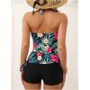 imageSOLY HUX Womens Beachwear Floral Print Tankini Bathing Suits Swim Tank Top with Boy Shorts Two Piece SwimsuitBlack Multi