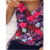 imageSOLY HUX Womens Beachwear Floral Print Tankini Bathing Suits Swim Tank Top with Boy Shorts Two Piece SwimsuitDark Blue Multi