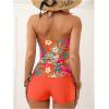 imageSOLY HUX Womens Beachwear Floral Print Tankini Bathing Suits Swim Tank Top with Boy Shorts Two Piece SwimsuitOrange Tropical