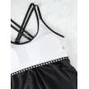 imageSOLY HUX Womens Beachwear Tankini Bathing Suits Swim Tank Top with Boy Shorts Two Piece SwimsuitBlack Striped