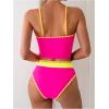 imageSOLY HUX Womens Color Block Bathing Suit High Waisted Tankini Sets Two Piece SwimsuitHotpink Colorblock