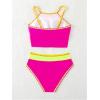 imageSOLY HUX Womens Color Block Bathing Suit High Waisted Tankini Sets Two Piece SwimsuitHotpink Colorblock