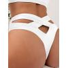 imageSOLY HUX Womens Criss Cross Cut Out Back Bikini Bottoms Swimsuit BeachwearPlain White