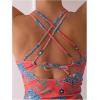 imageSOLY HUX Womens Floral Print Bikini Tankini Criss Cross Tie Back Bathing Suit Two Piece SwimsuitMulticoloured Floral