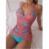 imageSOLY HUX Womens Floral Print Bikini Tankini Criss Cross Tie Back Bathing Suit Two Piece SwimsuitMulticoloured Floral