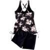 imageSOLY HUX Womens Floral Print Tankini Bathing Suits Swim Tank Top with Boy Shorts Two Piece SwimsuitBlack Floral