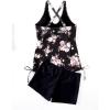imageSOLY HUX Womens Floral Print Tankini Bathing Suits Swim Tank Top with Boy Shorts Two Piece SwimsuitBlack Floral