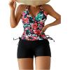 imageSOLY HUX Womens Floral Print Tankini Bathing Suits Swim Tank Top with Boy Shorts Two Piece SwimsuitFloral Black