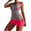 imageSOLY HUX Womens Floral Print Tankini Bathing Suits Swim Tank Top with Boy Shorts Two Piece SwimsuitHot Pink Printed
