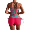 imageSOLY HUX Womens Floral Print Tankini Bathing Suits Swim Tank Top with Boy Shorts Two Piece SwimsuitHot Pink Printed