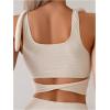 imageSOLY HUX Womens High Waisted Tankini Sets Tie Shoulder Scoop Neck Bathing Suit Two Piece SwimsuitsSolid Apricot
