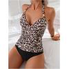 imageSOLY HUX Womens Leopard Print Tankini Swimsuits Halter Tie Back Bathing Suit Two Piece SwimsuitMulticoloured Leopard
