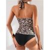 imageSOLY HUX Womens Leopard Print Tankini Swimsuits Halter Tie Back Bathing Suit Two Piece SwimsuitMulticoloured Leopard