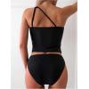 imageSOLY HUX Womens One Shoulder Bikini Tankini Bathing Suit Two Piece SwimsuitPlain Black