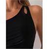 imageSOLY HUX Womens One Shoulder Bikini Tankini Bathing Suit Two Piece SwimsuitPlain Black
