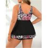imageSOLY HUX Womens Plus Size Swimwear Floral Print Tankini Set Summer Beach Vacation Bathing SuitsBlack Floral