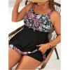 imageSOLY HUX Womens Plus Size Swimwear Floral Print Tankini Set Summer Beach Vacation Bathing SuitsBlack Floral