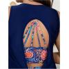 imageSOLY HUX Womens Plus Size Tankini Set 3 Piece Boho Floral Print Swimsuit with Swim Tank Top Bathing SuitDark Blue Floral