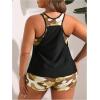 imageSOLY HUX Womens Plus Size Tankini Set Floral Print Tops and Shorts Bikini Bathing Suits 2 Piece SwimsuitBeige Camo
