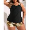 imageSOLY HUX Womens Plus Size Tankini Set Floral Print Tops and Shorts Bikini Bathing Suits 2 Piece SwimsuitBeige Camo