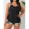 imageSOLY HUX Womens Plus Size Tankini Set Floral Print Tops and Shorts Bikini Bathing Suits 2 Piece SwimsuitBlack Camo