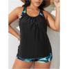 imageSOLY HUX Womens Plus Size Tankini Set Floral Print Tops and Shorts Bikini Bathing Suits 2 Piece SwimsuitBlue Camo Printed
