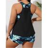 imageSOLY HUX Womens Plus Size Tankini Set Floral Print Tops and Shorts Bikini Bathing Suits 2 Piece SwimsuitBlue Camo Printed