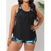 imageSOLY HUX Womens Plus Size Tankini Set Floral Print Tops and Shorts Bikini Bathing Suits 2 Piece SwimsuitBlue Camo Printed
