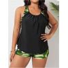 imageSOLY HUX Womens Plus Size Tankini Set Floral Print Tops and Shorts Bikini Bathing Suits 2 Piece SwimsuitGreen Camo Printed