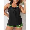 imageSOLY HUX Womens Plus Size Tankini Set Floral Print Tops and Shorts Bikini Bathing Suits 2 Piece SwimsuitGreen Camo Printed