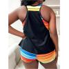 imageSOLY HUX Womens Plus Size Tankini Swimsuits Striped Tropical Print Two Piece Bathing Suit Top and Shorts SetMulticoloured Striped