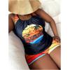 imageSOLY HUX Womens Plus Size Tankini Swimsuits Striped Tropical Print Two Piece Bathing Suit Top and Shorts SetMulticoloured Striped