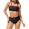 imageSOLY HUX Womens Ruched Bikini Bottoms Tummy Control Swimsuit BottomsSolid Black
