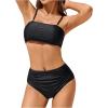 imageSOLY HUX Womens Ruched Bikini Bottoms Tummy Control Swimsuit BottomsSolid Black