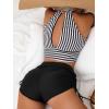 imageSOLY HUX Womens Tankini Set Striped Cut Out Tops and Drawstring Side Shorts Bikini Bathing Suits 2 Piece SwimsuitBlack and White Striped