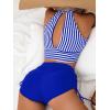 imageSOLY HUX Womens Tankini Set Striped Cut Out Tops and Drawstring Side Shorts Bikini Bathing Suits 2 Piece SwimsuitBlue and White Striped