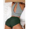 imageSOLY HUX Womens Tankini Set Striped Cut Out Tops and Drawstring Side Shorts Bikini Bathing Suits 2 Piece SwimsuitGreen Striped