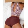 imageSOLY HUX Womens Tankini Set Striped Cut Out Tops and Drawstring Side Shorts Bikini Bathing Suits 2 Piece SwimsuitMulticoloured Striped