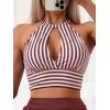 imageSOLY HUX Womens Tankini Set Striped Cut Out Tops and Drawstring Side Shorts Bikini Bathing Suits 2 Piece SwimsuitMulticoloured Striped