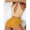 imageSOLY HUX Womens Tankini Set Striped Cut Out Tops and Drawstring Side Shorts Bikini Bathing Suits 2 Piece SwimsuitYellow Striped